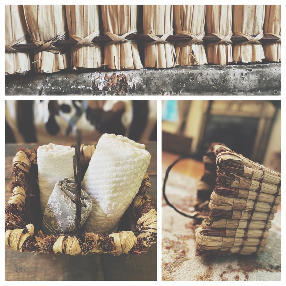 Handwoven Cornhusk & Willow Decorative Basket | Boho Rustic Home Decor HP🌵